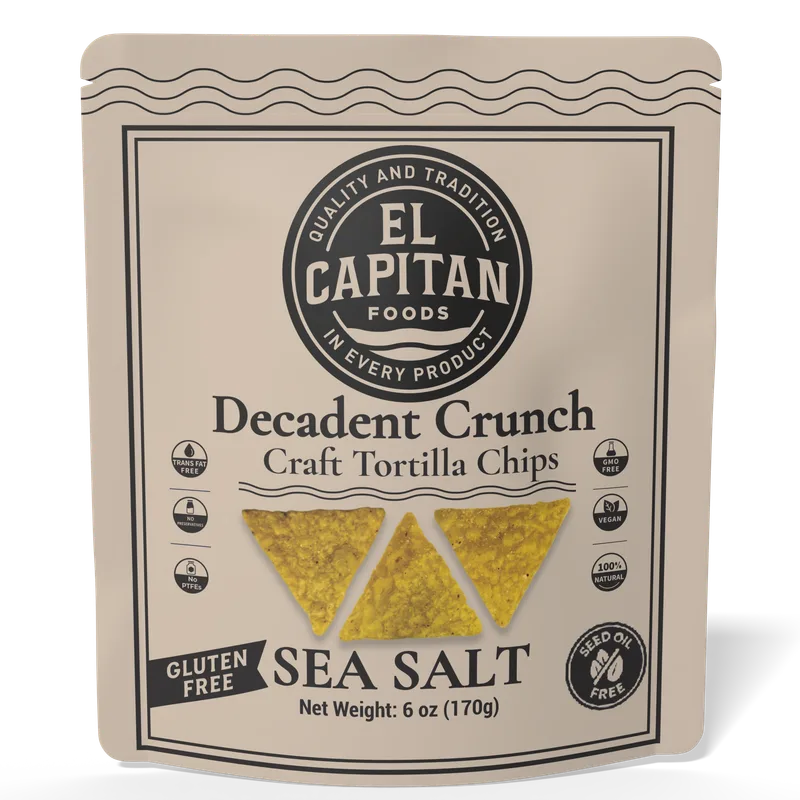 El Capitan Foods Decadent Crunch sea salt craft tortilla chips gluten free 6 oz bag