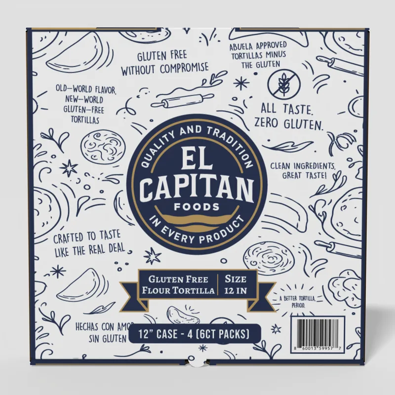 El Capitan Foods gluten free flour tortillas 12 inch package with traditional design and quality assurance